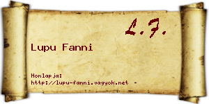 Lupu Fanni névjegykártya